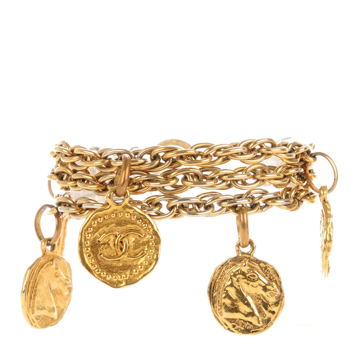 CC Medallion Charm Bracelet Gold