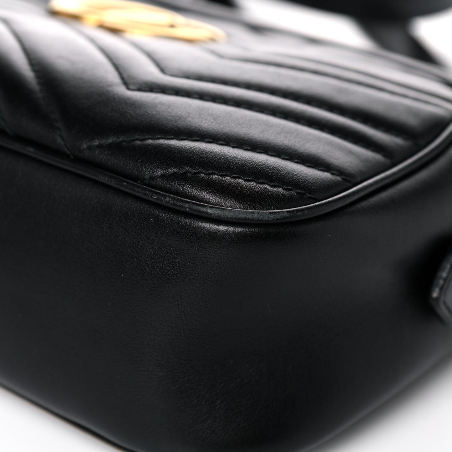 Calfskin Matelasse Small GG Marmont Chain Shoulder Bag Black