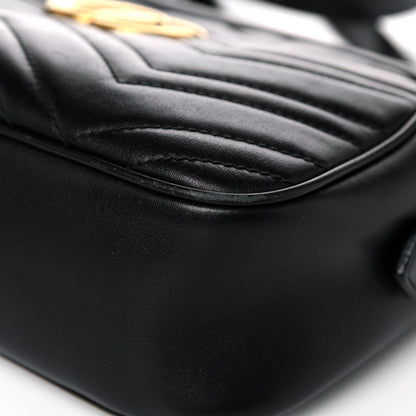 Gucci Calfskin Matelasse Small GG Marmont Chain Shoulder Bag Black 10 of 14