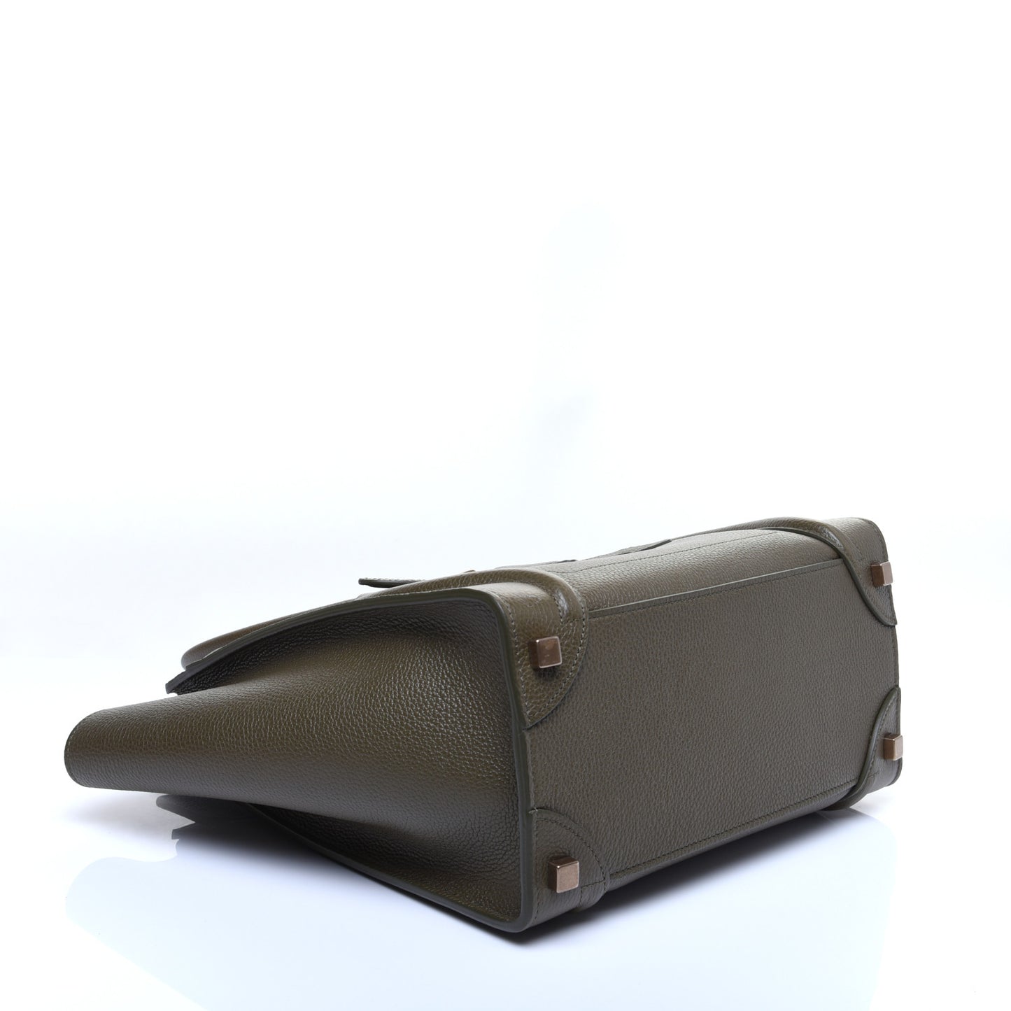 Drummed Calfskin Micro Luggage Dark Olive
