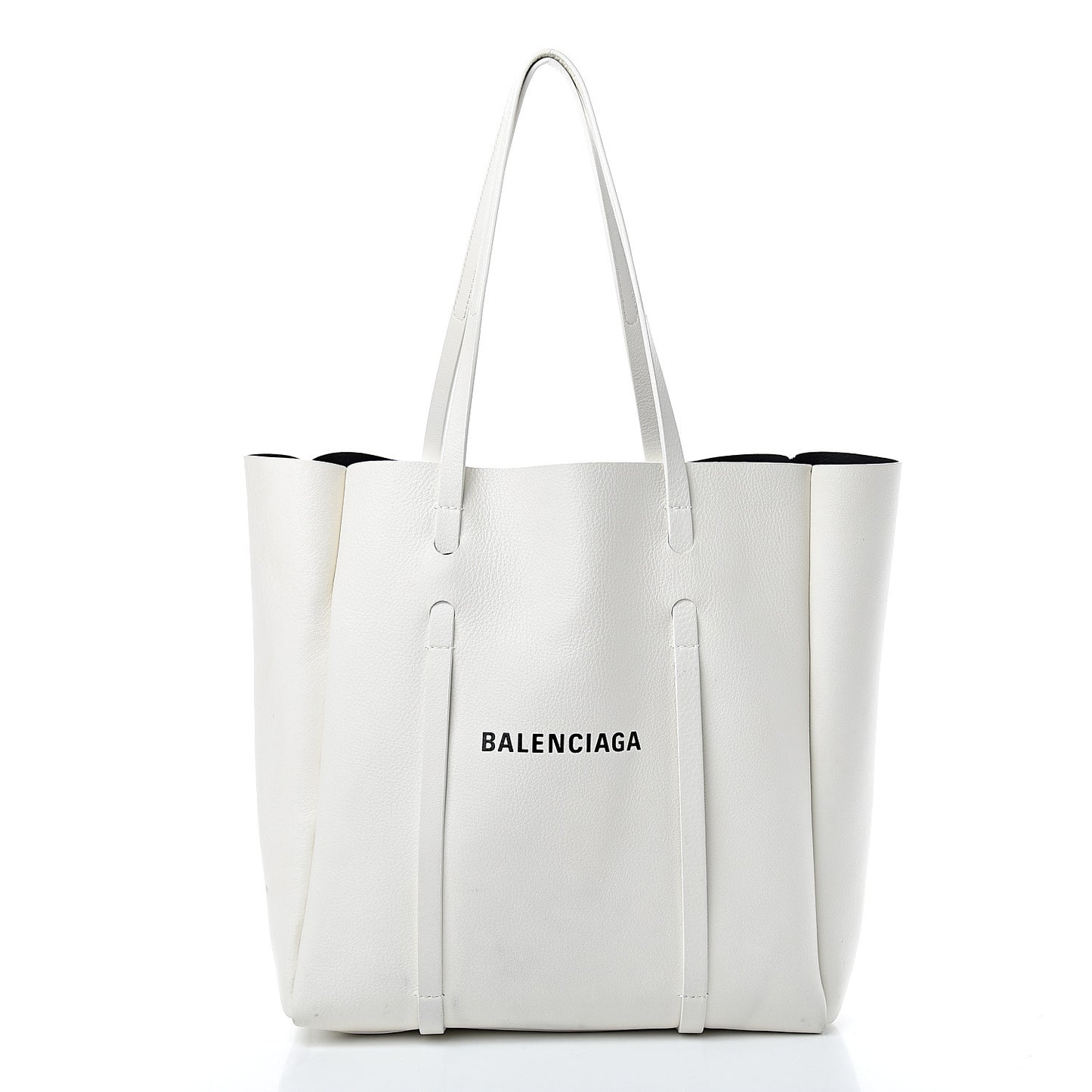 Smooth Calfskin Double Sided Small Everyday Tote Optic White Black