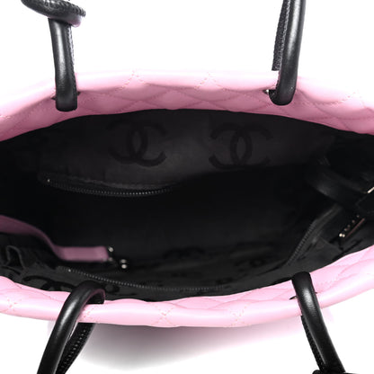 Chanel Calfskin Quilted Medium Cambon Tote Pink Black 4 of 4