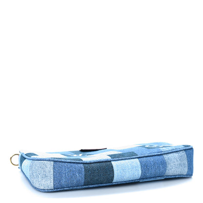 Louis Vuitton Denim Damier Monogram Patchwork Multi Pochette Accessories Blue Rouge 3 of 7