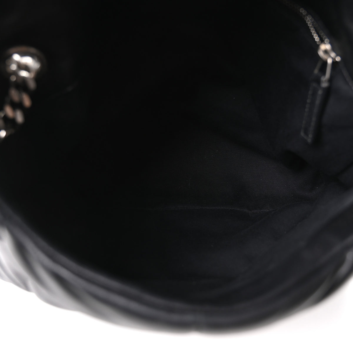 Lambskin Quilted Medium Loulou Puffer Monogram Chain Satchel Black