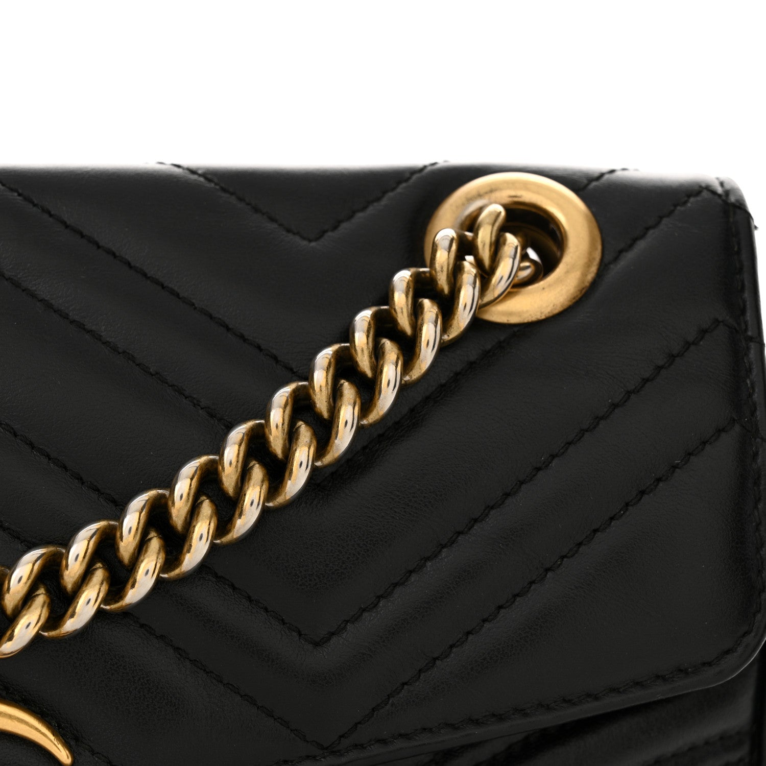 Gucci Calfskin Matelasse Small GG Marmont Shoulder Bag Black 15 of 16