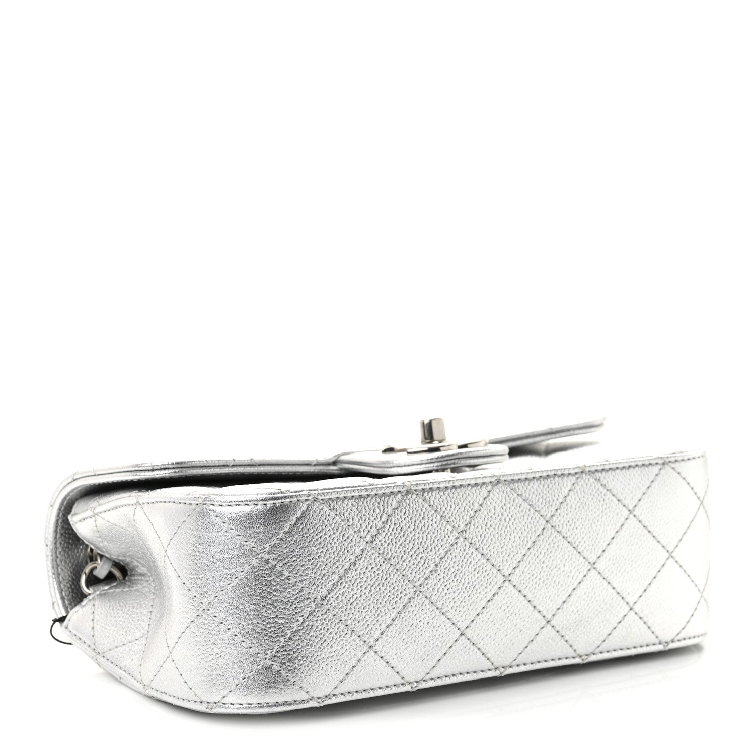 Chanel Metallic Caviar Quilted Mini Rectangular CC Slide Flap Silver 4 of 11