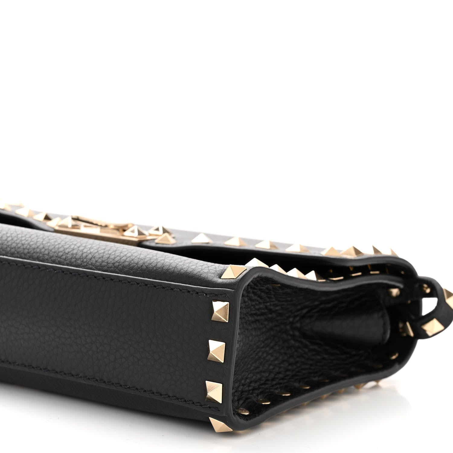 Valentino Garavani Pebbled Calfskin Medium Rockstud Flip Lock Crossbody Bag Black 9 of 11