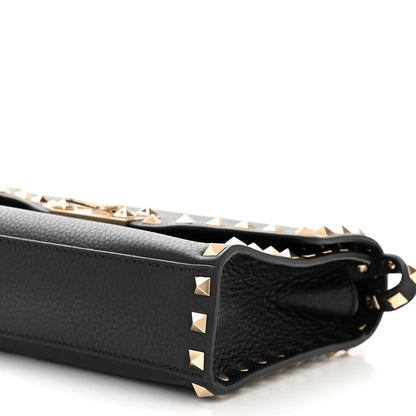 Valentino Garavani Pebbled Calfskin Medium Rockstud Flip Lock Crossbody Bag Black 9 of 11