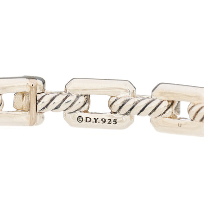 David Yurman Sterling Silver Diamond Blue Topaz Novella Three Stone Bracelet 3 of 4