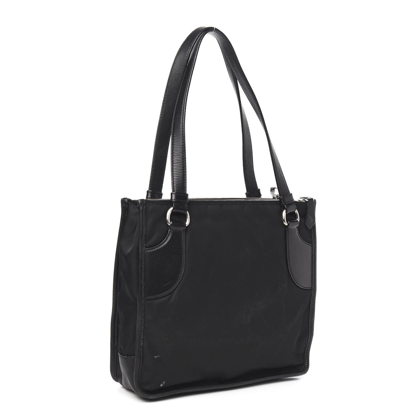 Calfskin Tessuto Nylon Tote Black