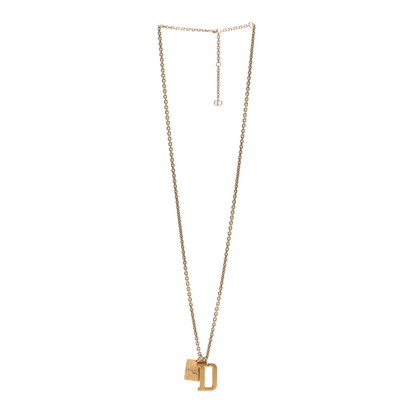 Metal D Letter Necklace Aged Gold