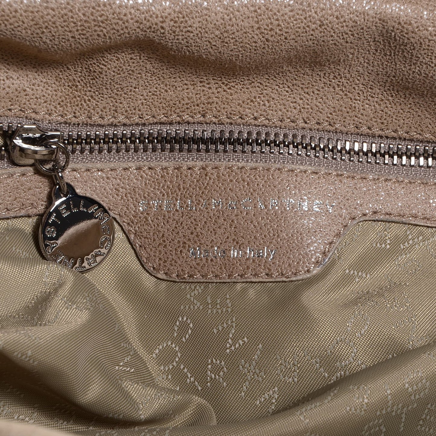 Faux Leather Shaggy Deer Falabella Foldover Tote Taupe