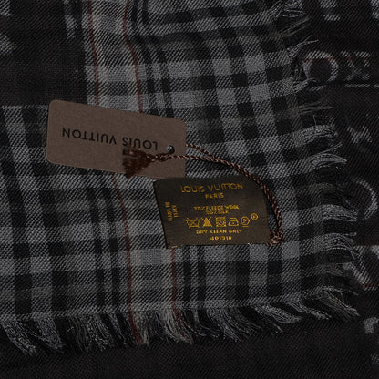 Louis Vuitton Mens Fleece Wool Silk Trunks Shawl Gris Rouge 5 of 6
