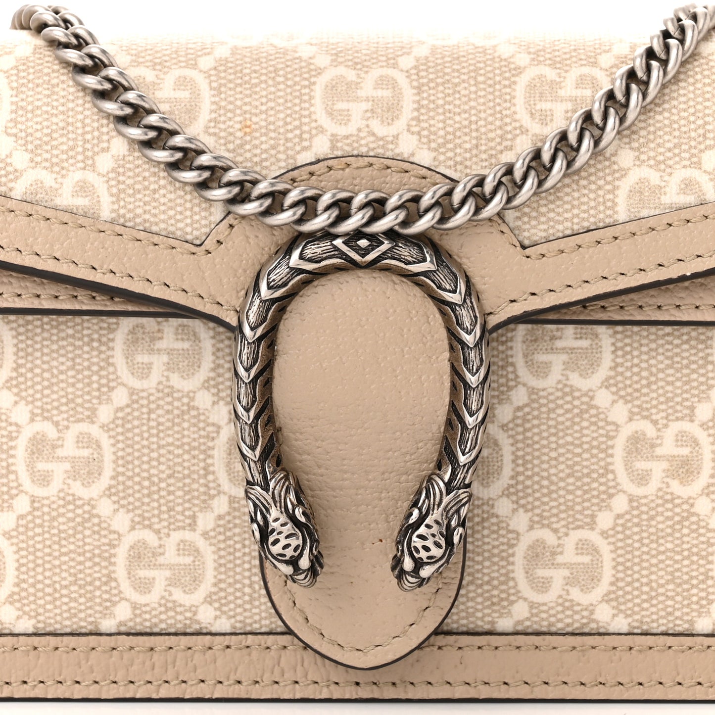 GG Supreme Monogram Textured Dollar Calfskin Super Mini Dionysus Shoulder Bag Beige Mystic White Oatmeal
