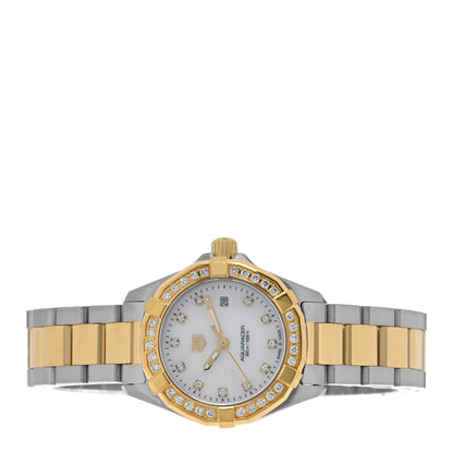 Tag Heuer Stainless Steel 18K Yellow Gold Diamond Bezel Mother of Pearl 27mm Aquaracer Lady Quartz Watch WBD1423 2 of 5