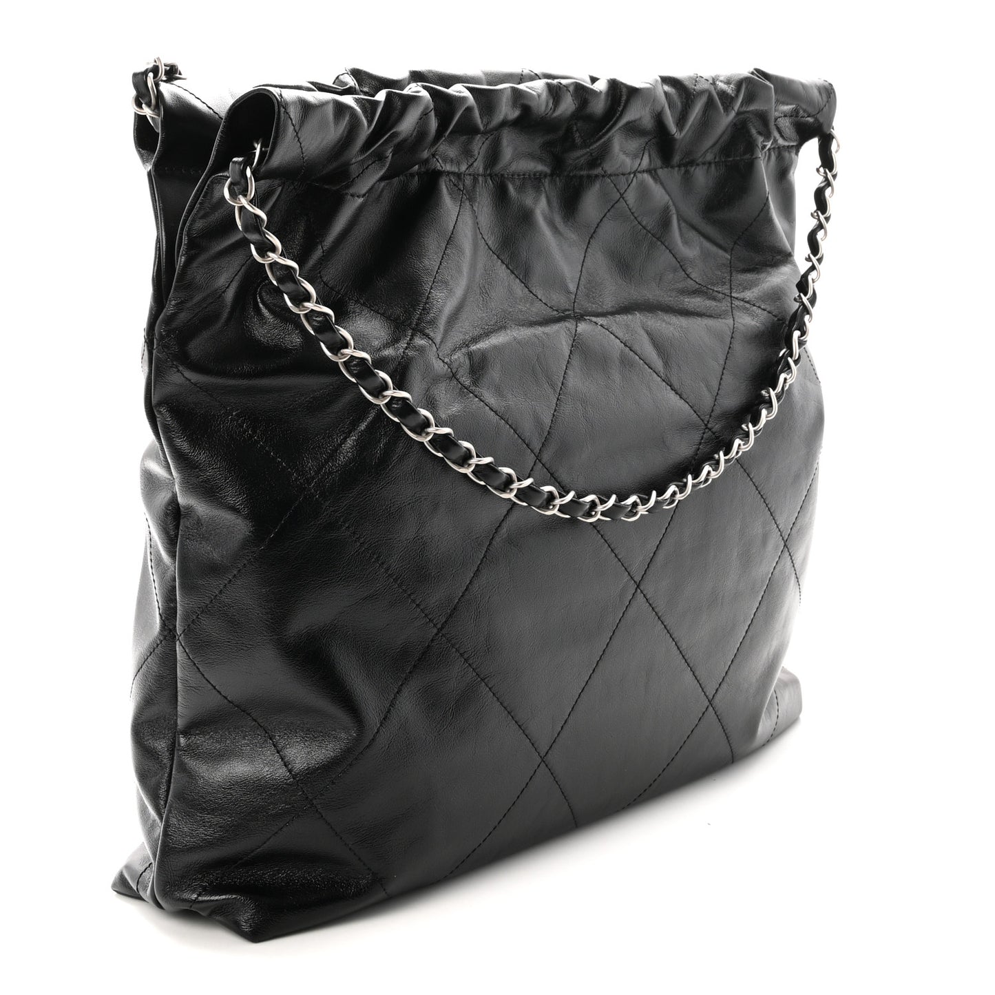 Shiny Calfskin Quilted Small Chanel 22 Black