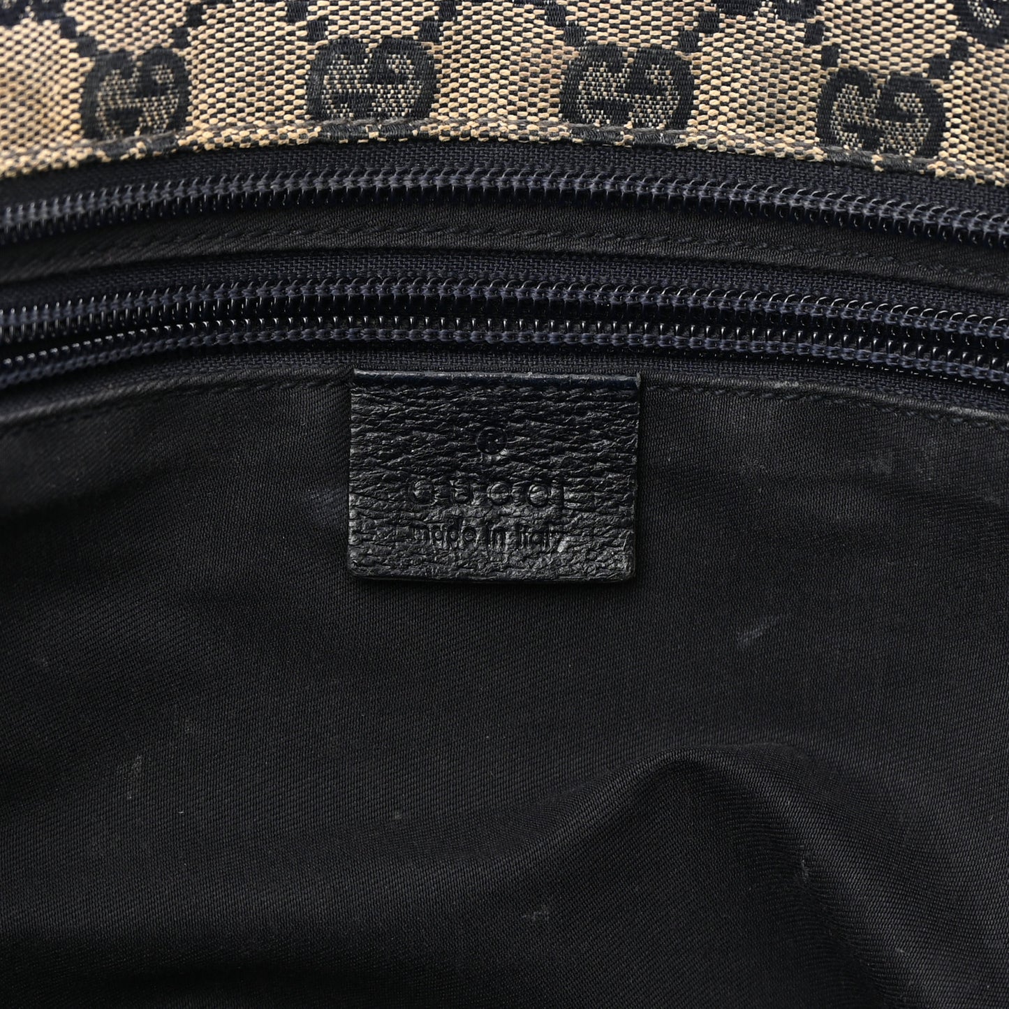 GG Monogram Medium Web Handle Bucket Tote Navy Blue