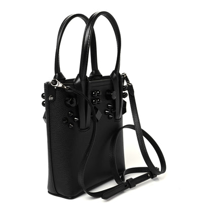 Christian Louboutin Calfskin Empire Spike Monochrome Studded Mini North South Cabata Tote Black 3 of 10