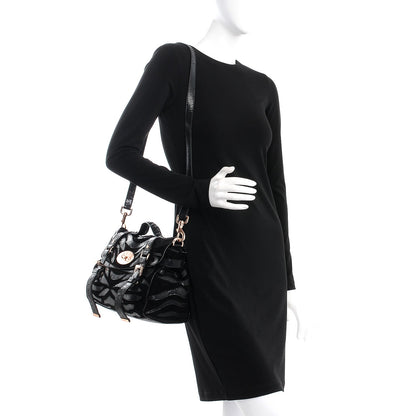 Mulberry Suede Lizard Print Patchwork Medium Alexa Black 2 of 7