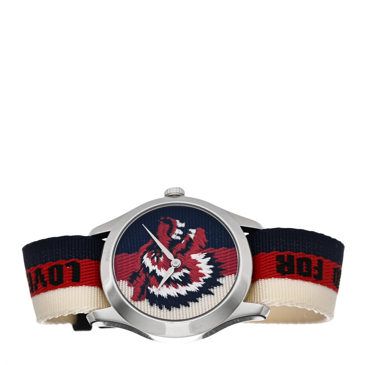 Gucci Stainless Steel Nylon 38mm Le Marche Des Merveilles Wolf Quartz Watch Navy 2 of 4