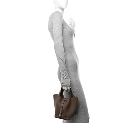 Hermes Taurillon Clemence Picotin Lock 18 PM Etoupe 2 of 10