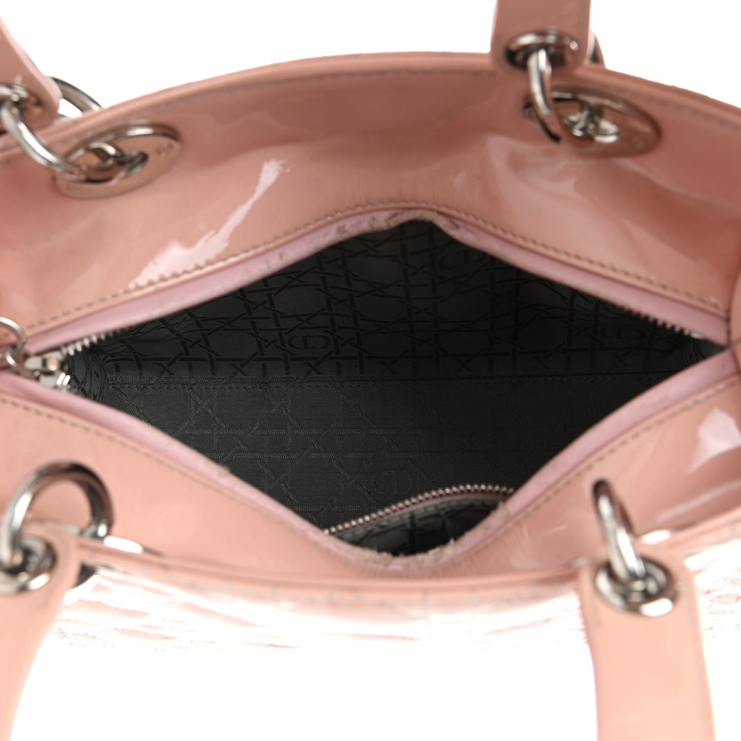 Patent Cannage Medium Lady Dior Rose Clair