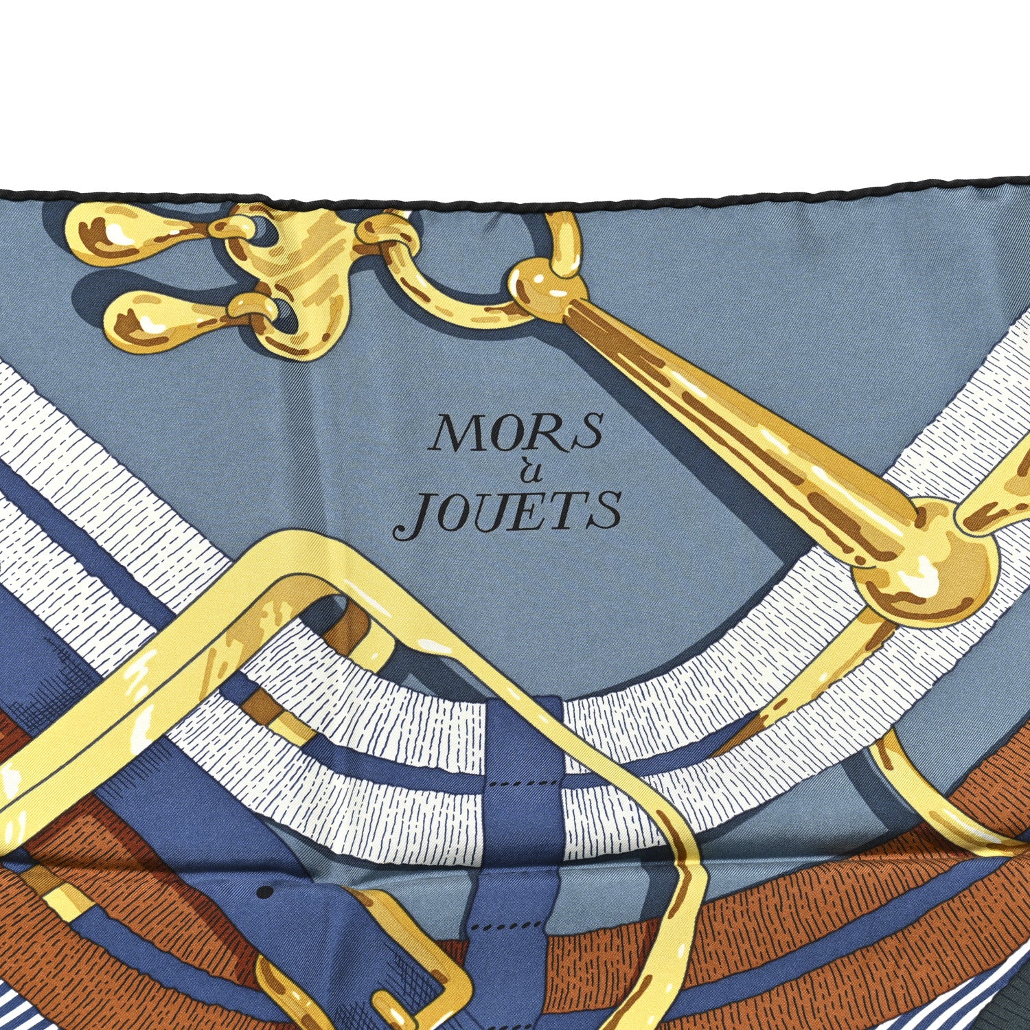 Hermes Silk Mors A Jouets Chemise Scarf 90 Petrole Caramel 5 of 5