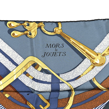 Hermes Silk Mors A Jouets Chemise Scarf 90 Petrole Caramel 5 of 5