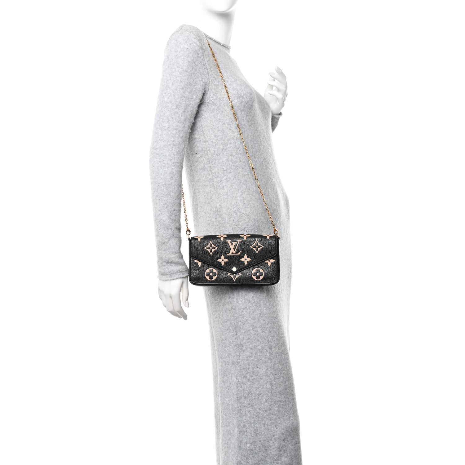 Louis Vuitton Empreinte Monogram Giant Felicie Pochette Black Beige 2 of 15