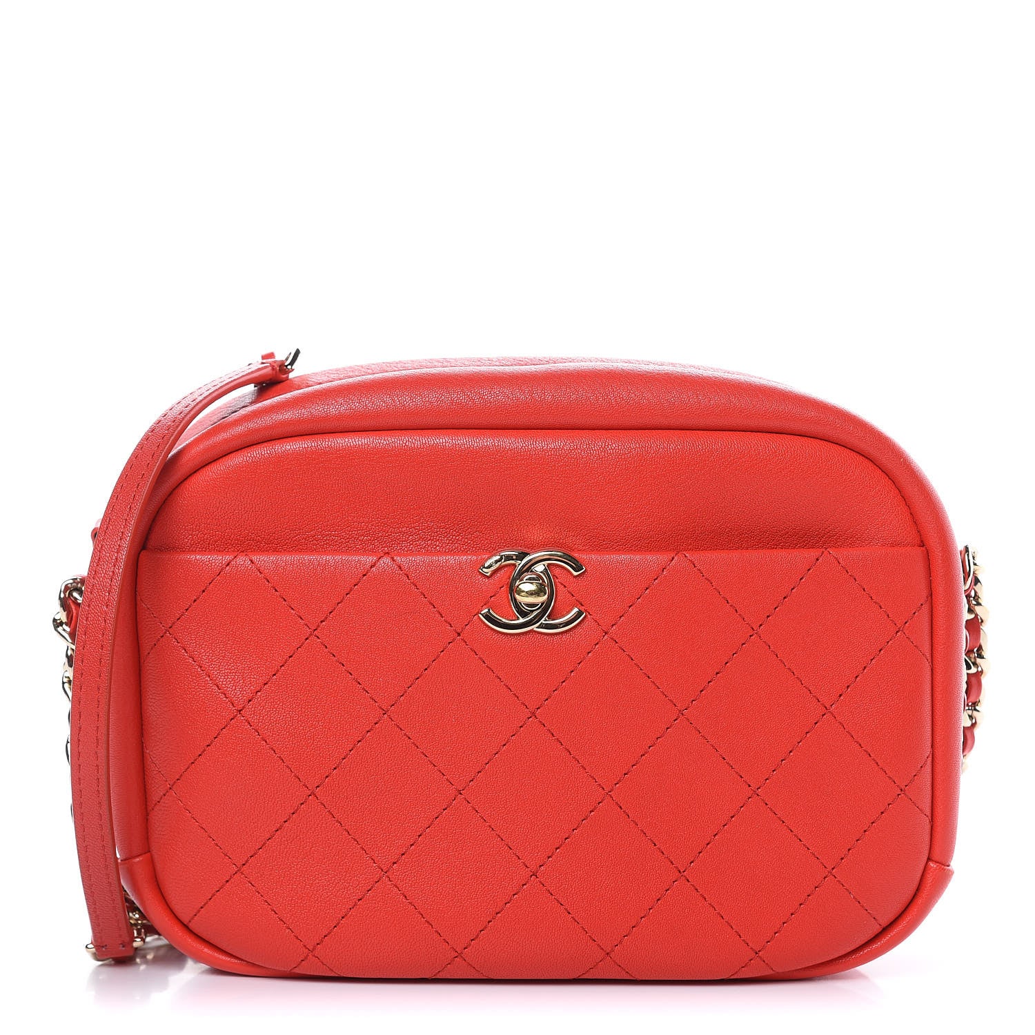 Chanel Goatskin Quilted Large Casual Trip Camera Case Bag Red 1 of 13