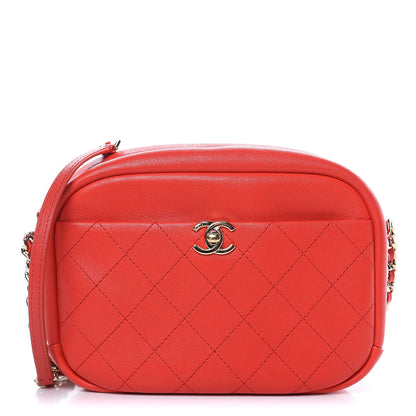 Chanel Goatskin Quilted Large Casual Trip Camera Case Bag Red 1 of 13