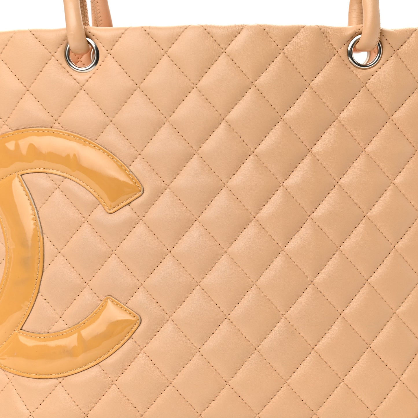 Calfskin Quilted Large Cambon Tote Beige