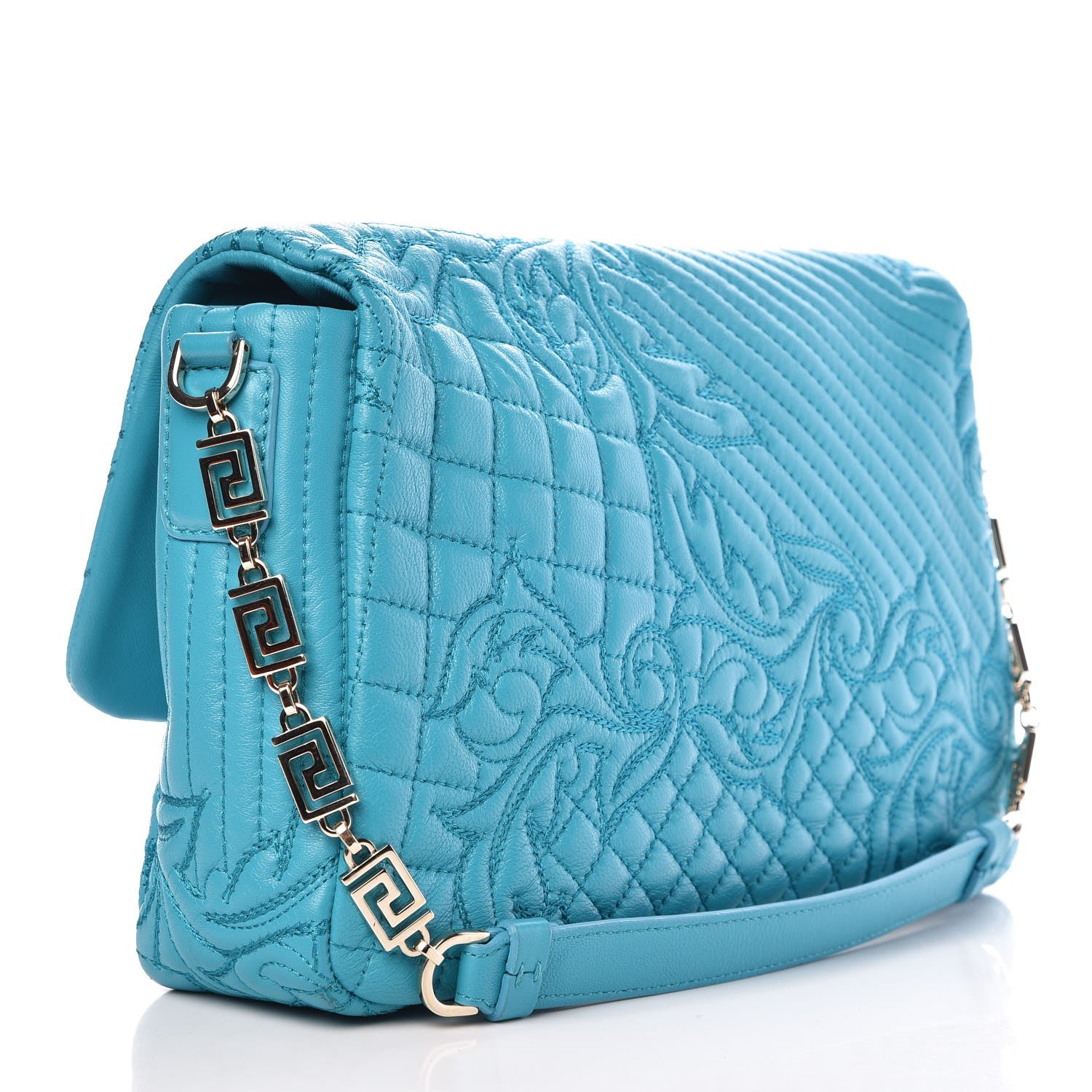 Versace Nappa Barocco Quilted Vanitas Medea Shoulder Bag Blue 3 of 7