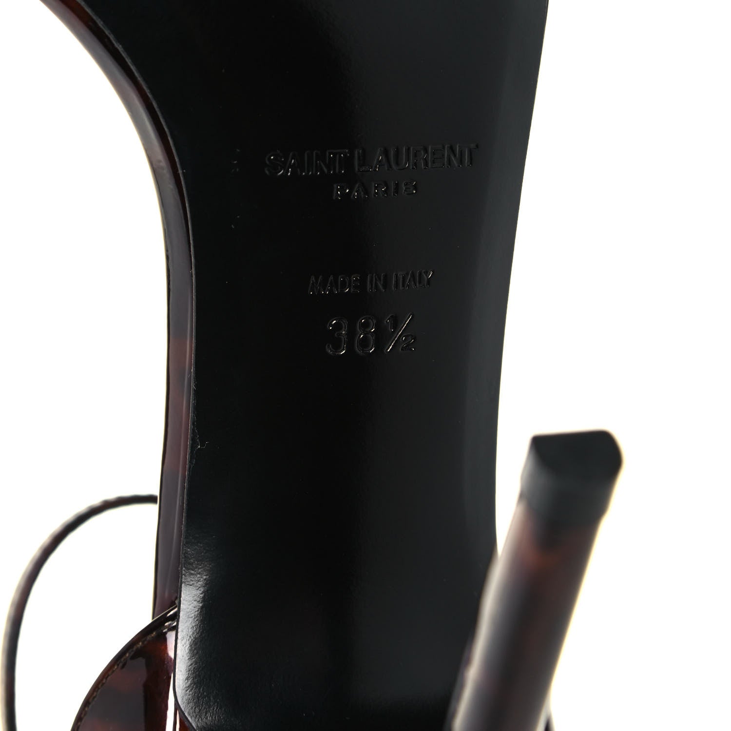 Saint Laurent Patent Calfskin Amber 105 Ankle Strap Sandals 38.5 Tortoiseshell 6 of 8