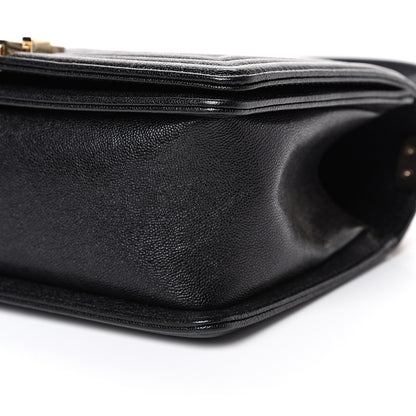 Chanel Iridescent Caviar Chevron Quilted Medium Boy Flap Black 9 of 11