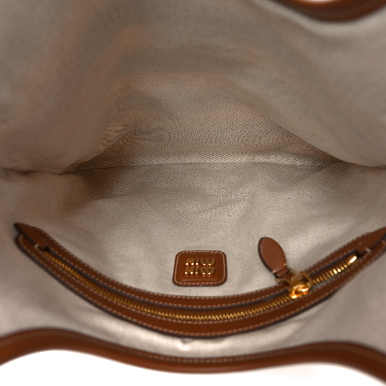 Miu Miu Canvas Calfskin Striped Ivy Cacao Naturale 5 of 9