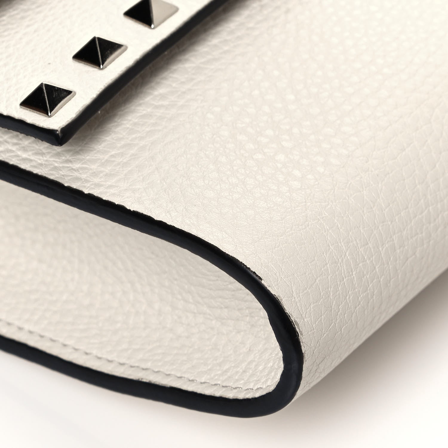 Valentino Garavani Pebbled Calfskin Rockstud Double Flap Crossbody Bag White 8 of 13