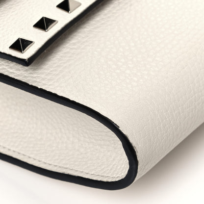 Valentino Garavani Pebbled Calfskin Rockstud Double Flap Crossbody Bag White 8 of 13