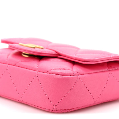Chanel Lambskin Enamel Quilted Mini Chain Belt Bag Pink 9 of 14