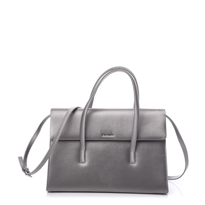 Prada Satin Flap Tote Grafite 1 of 12