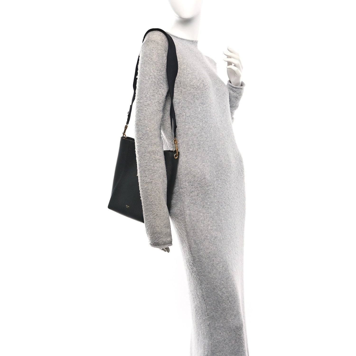 Celine Soft Grained Calfskin Small Sangle Bucket Bag Black 2 of 9