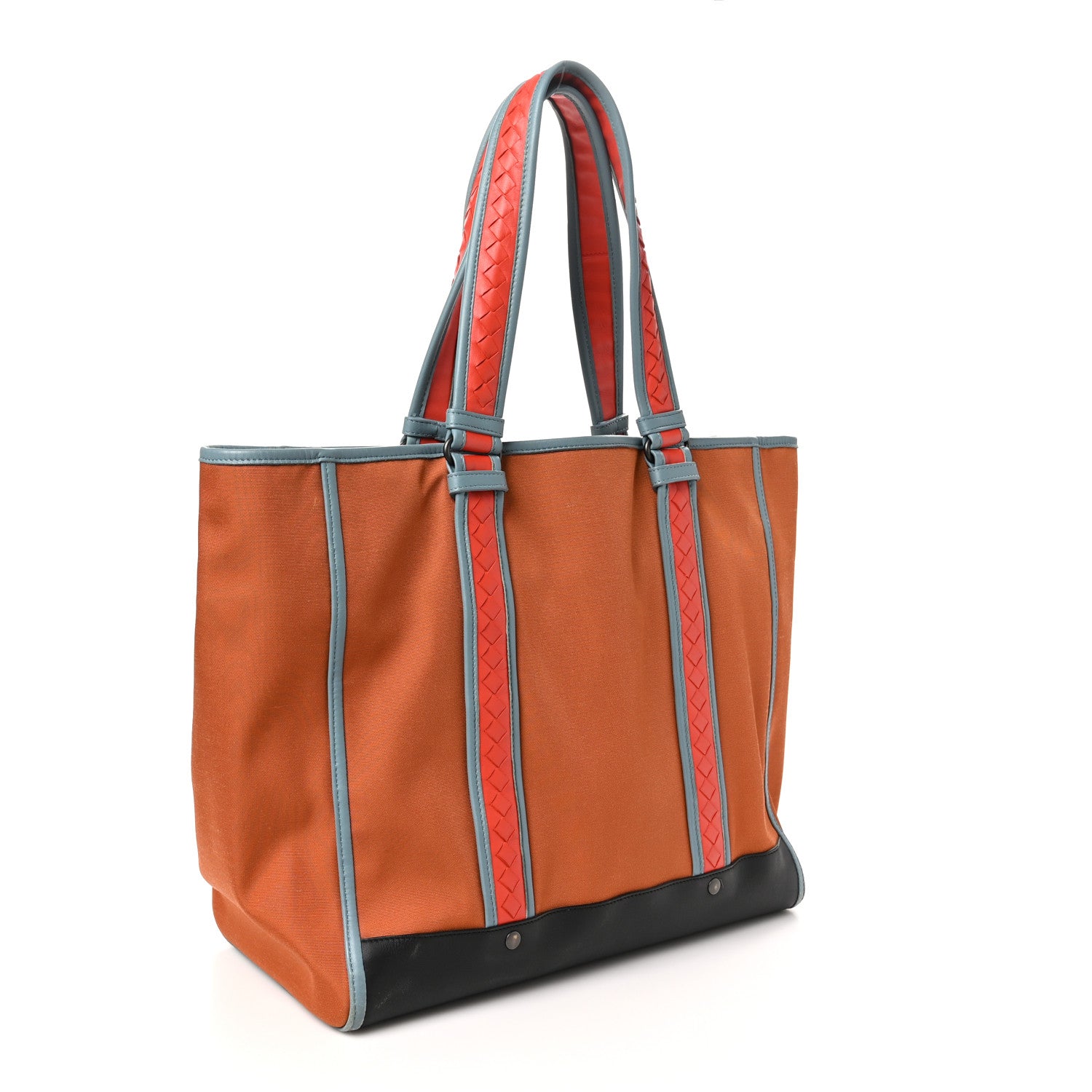 Bottega Veneta Tech Canvas Nappa Intrecciato Meridian Tote Orange Tweedia Poppy 3 of 10