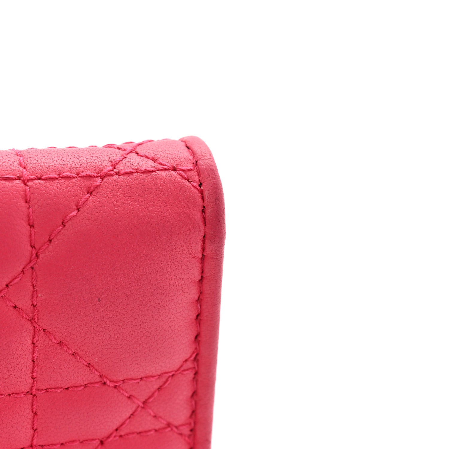 Christian Dior Lambskin Cannage Small Lady Dior Flap Card Holder Fuchsia 8 of 9