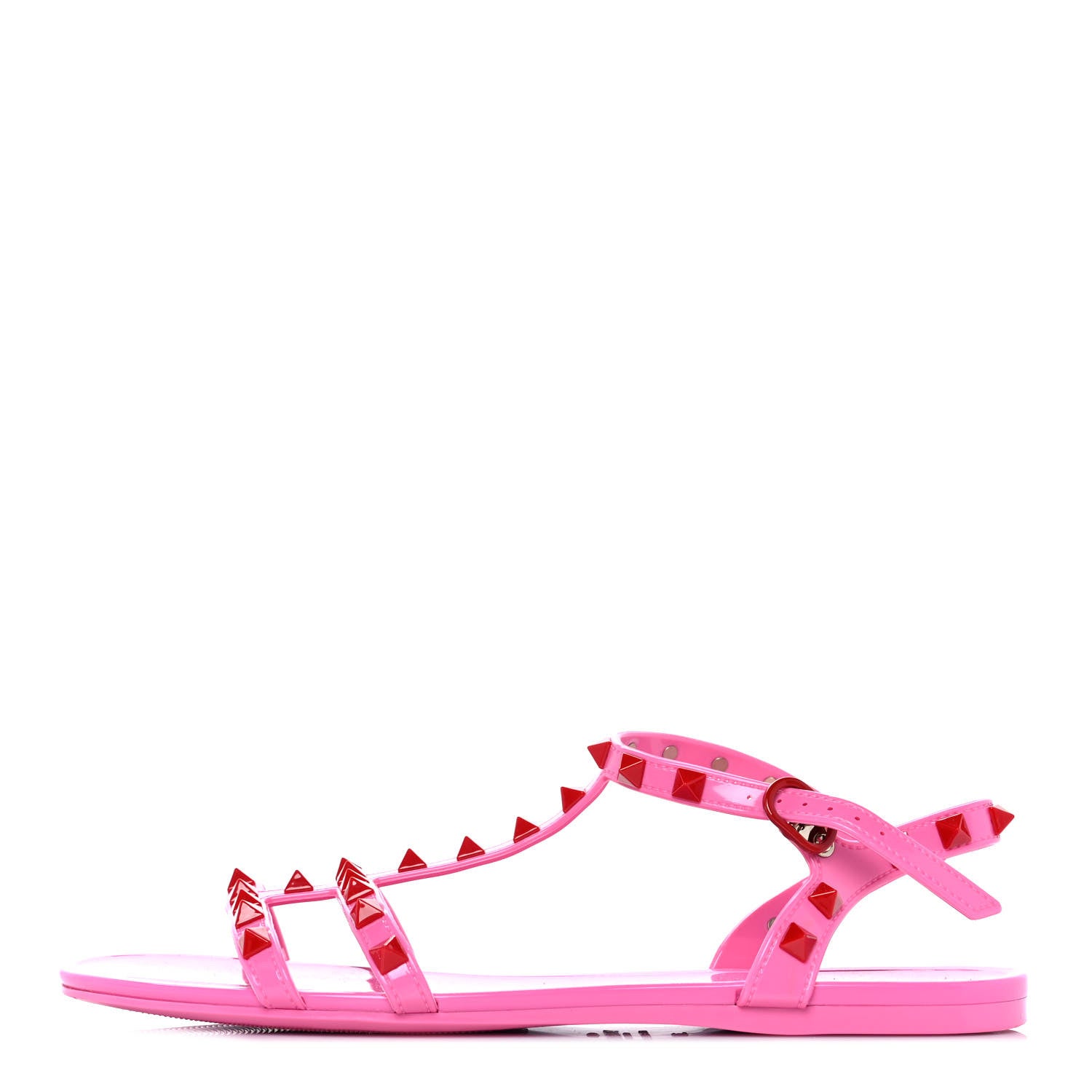 Valentino Garavani PVC Jelly Rockstud Caged Sandals 38 Feminine Pink Rouge Pur 1 of 7