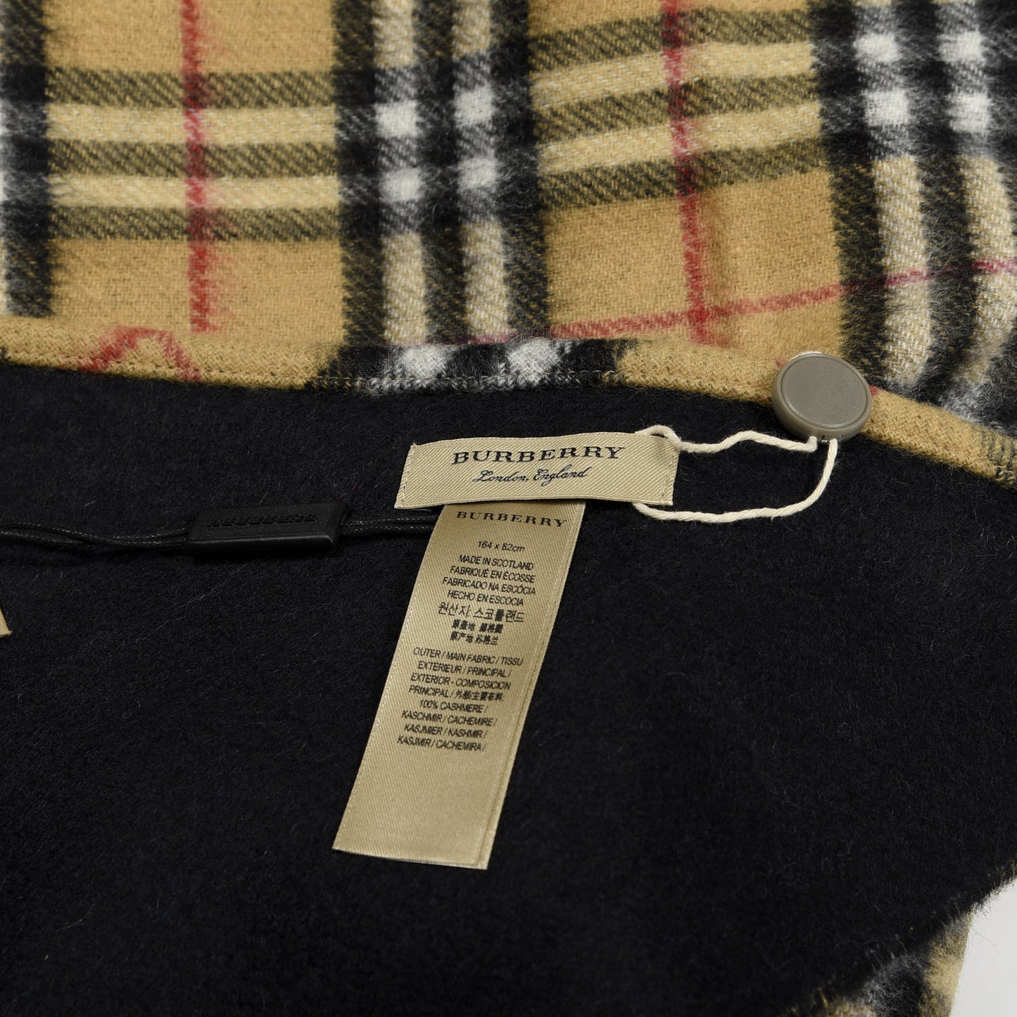 Cashmere House Check Fringe Cape Scarf Archive Beige