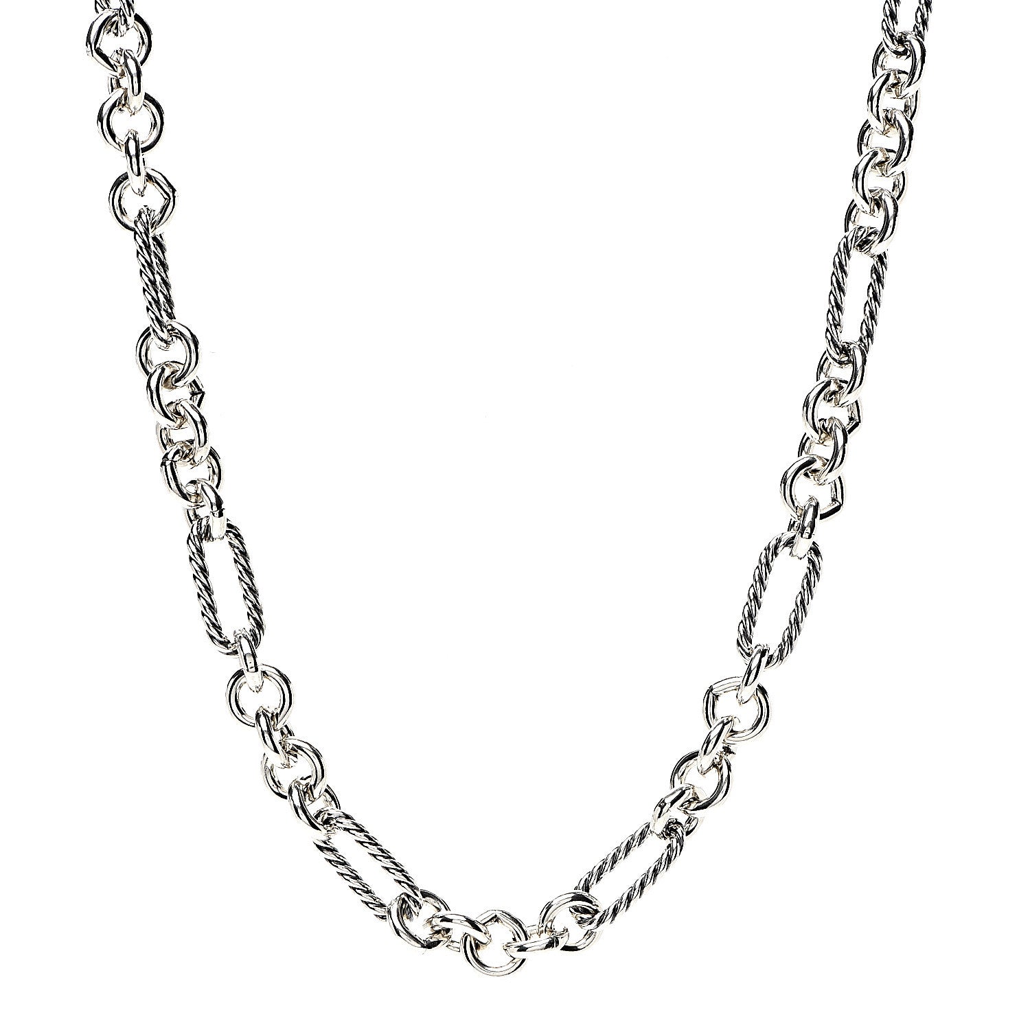 David Yurman Sterling Silver 18K Yellow Gold Figaro Chain Link Necklace 1 of 4
