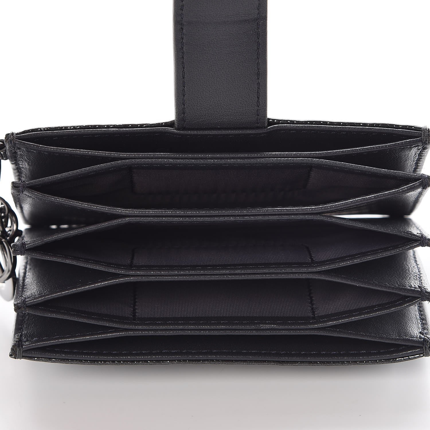 Christian Dior Metallic Patent Micro-Cannage Lady Dior 5-Gusset Card Holder Onyx Black 5 of 8