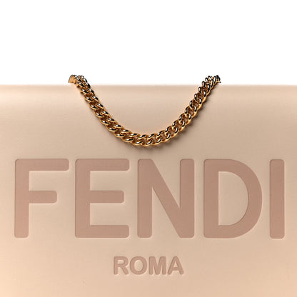 Fendi Vitello King Tamponato Logo Embossed Medium Wallet On Chain Poudre 8 of 11
