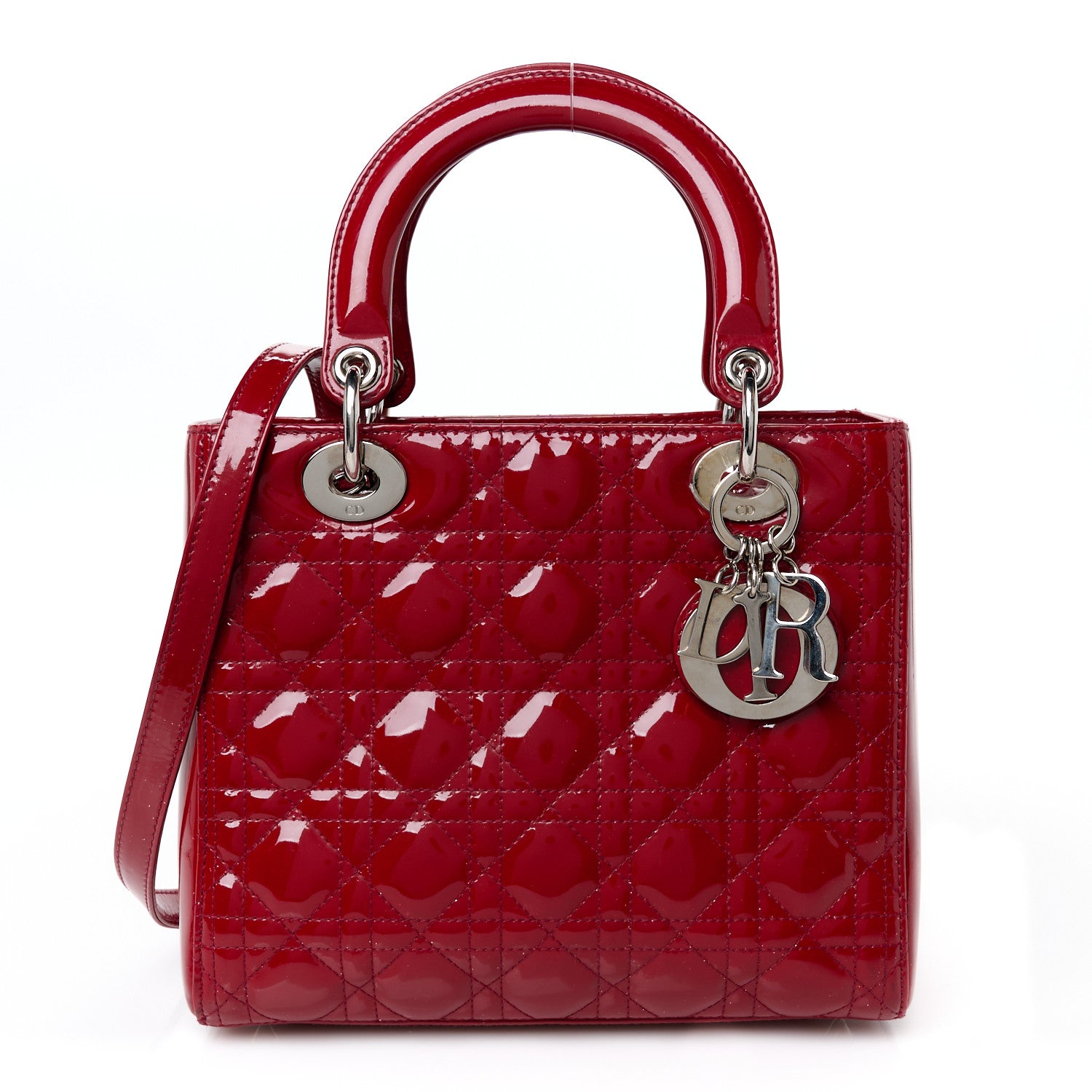 Christian Dior Patent Cannage Medium Lady Dior Red 1 of 10