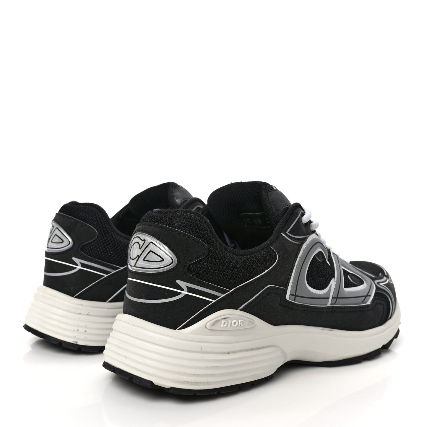 Technical Mesh Calfskin Mens B30 Sneakers 42 Black White
